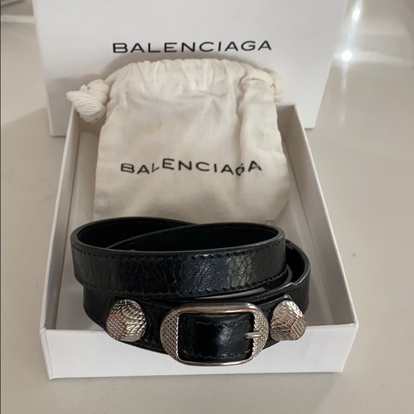 Balenciaga black wrap silver bracelet - Picture 1 of 5